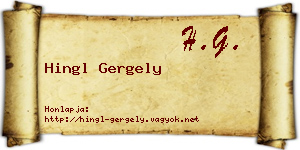 Hingl Gergely névjegykártya